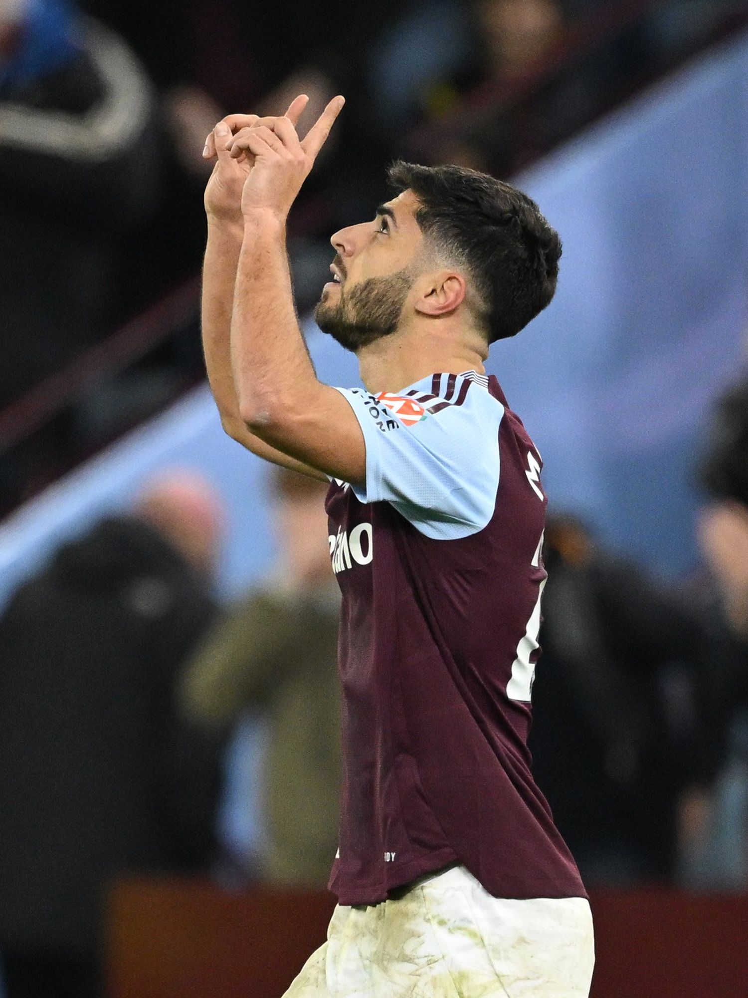 Marco Asensio of Aston Villa celebrates scoring his team's second goal during the Premier League match between Aston Villa FC and Chelsea FC at Villa Park on February 22, 2025 in Birmingham, England