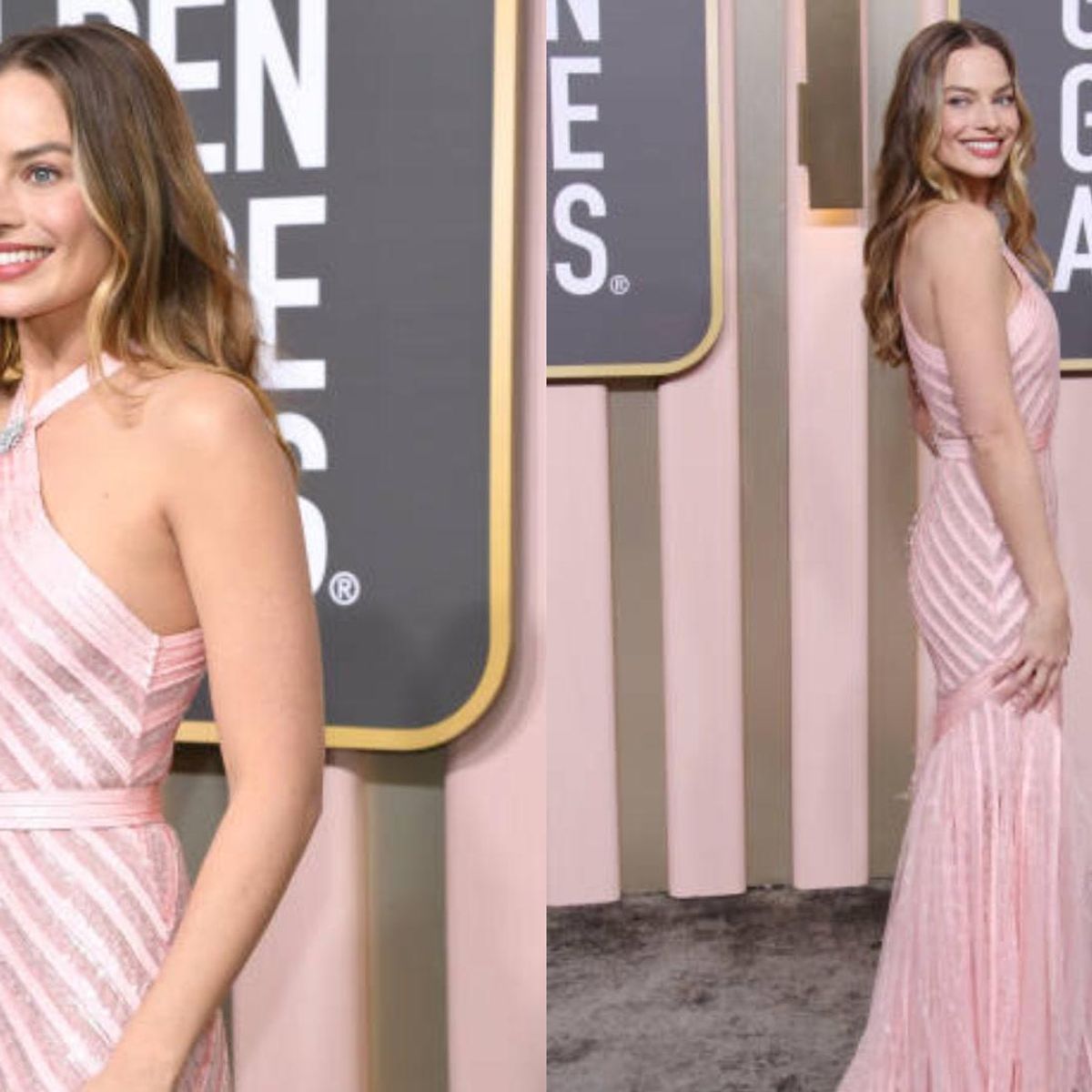 margot robbie golden globes dress Margot Robbie Turns Into 1977's Superstar Barbie at Golden Globes 2024