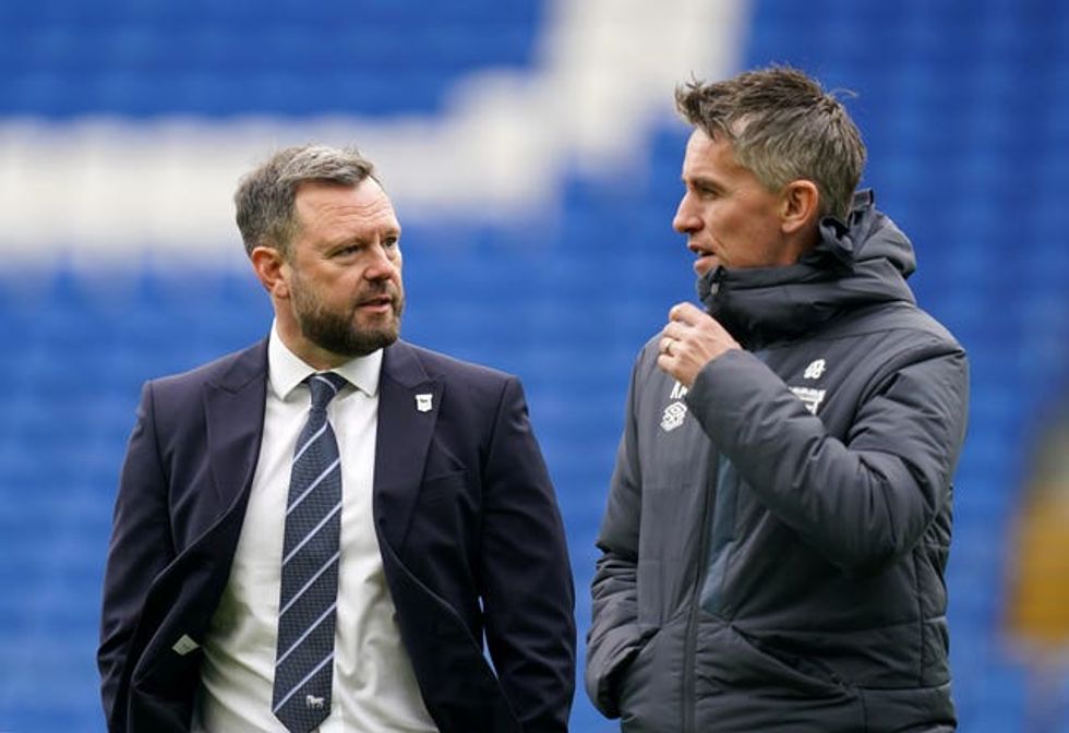 Mark Ashton talking with Kieran McKenna