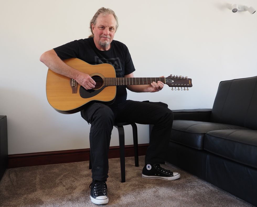 Mark Barrett, nephew of Syd Barrett, with the guitar once owned by the Pink Floyd founder member (Chris Parnham/PA)