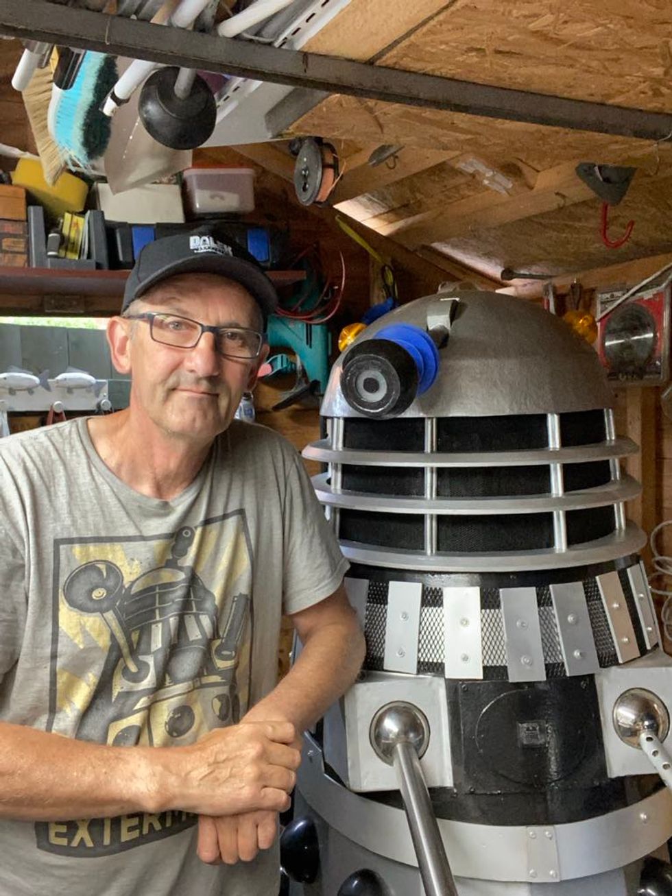 Mark Casto with Dalek Ernie, which he made