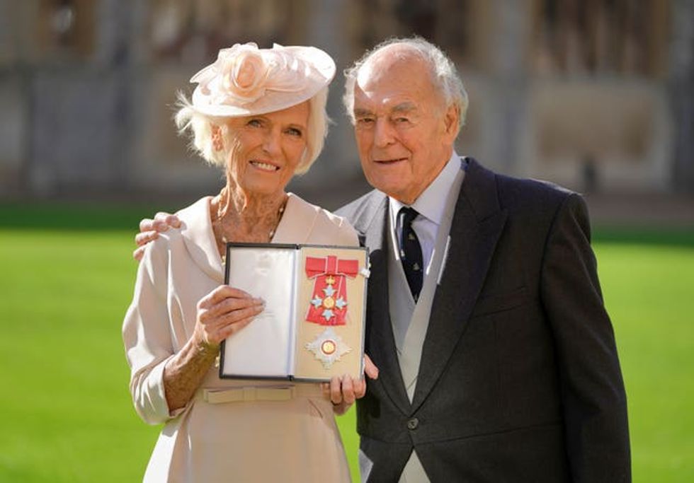 Mary Berry with husband Paul Hunnings following an investiture ceremony at Windsor Castle