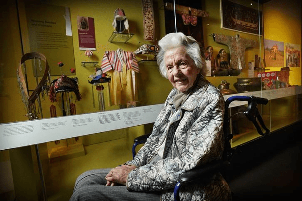 Mary Davidson Smith reunites with her childhood dress at the National Museum of Scotland