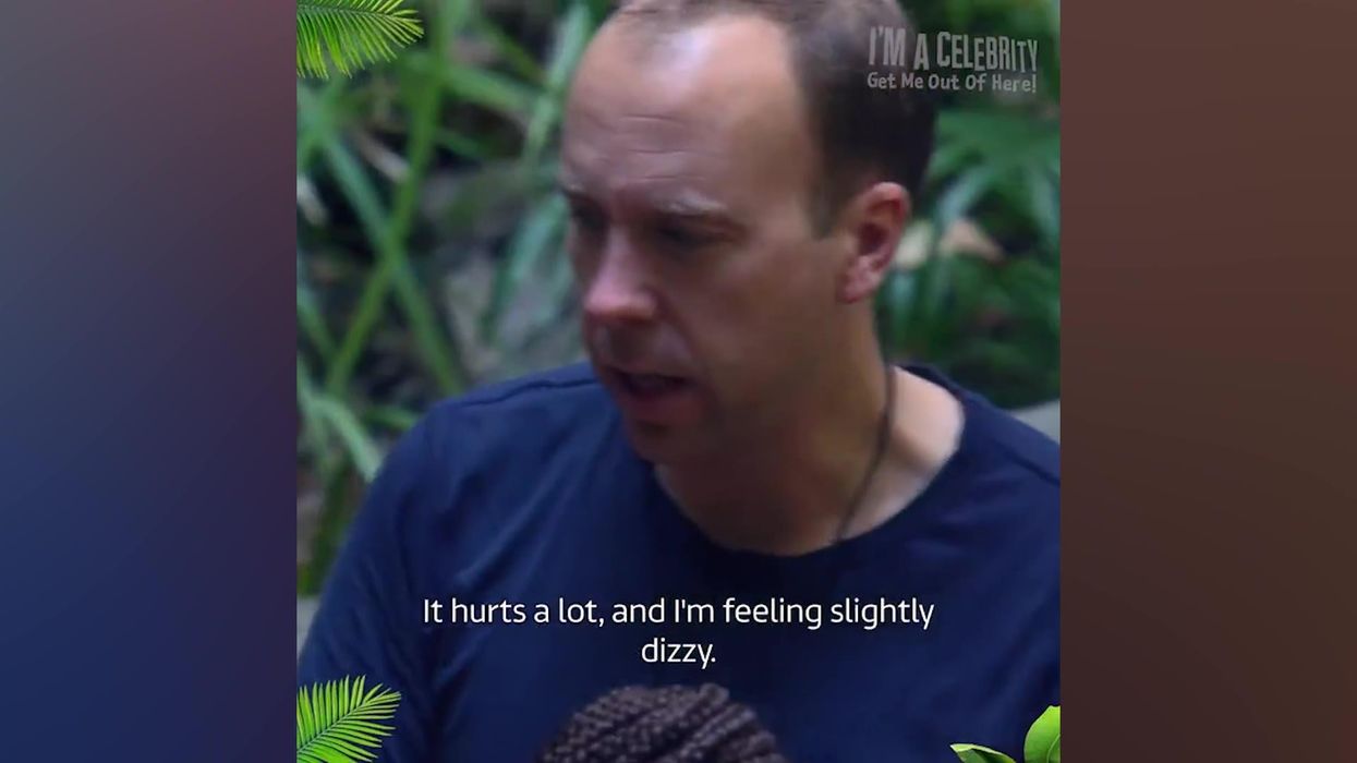 Moment Matt Hancock is stung by a scorpion on I'm a Celeb