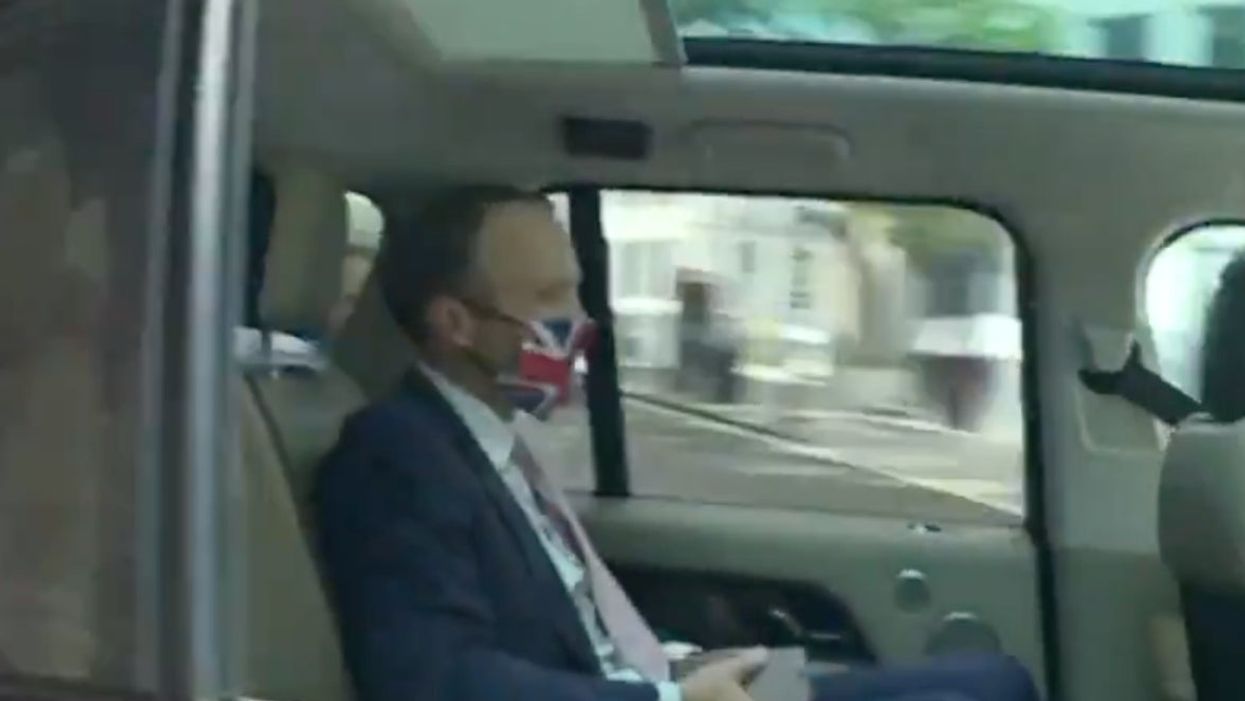 <p>Matt Hancock pictured as he sped past in his government car</p>