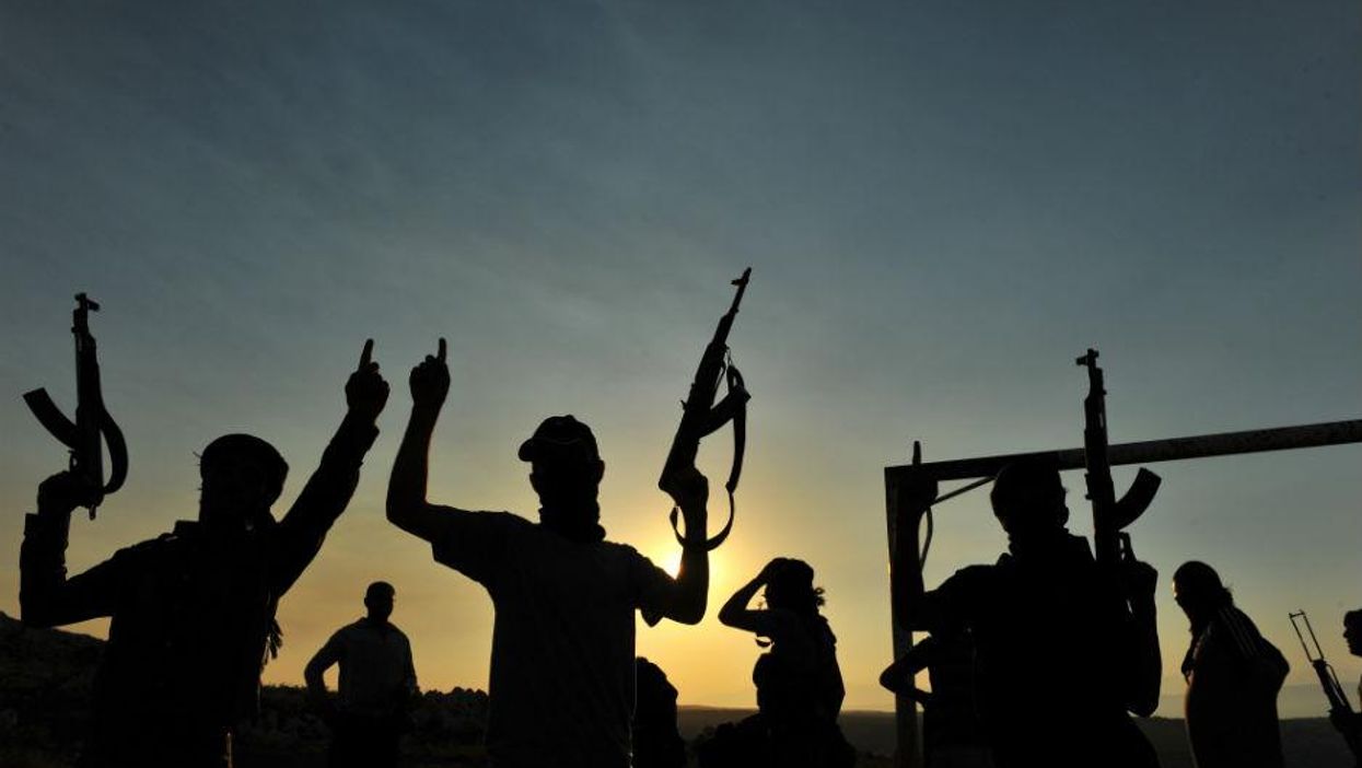 Members of Jihadist group Hamza Abdualmuttalib train near Aleppo, 2012