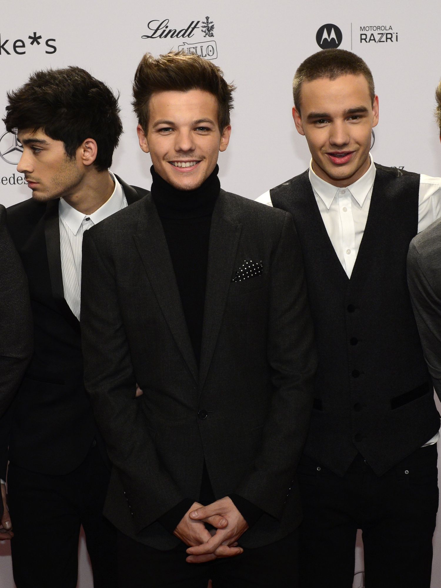 Members of the British-Irish boy group One Direction pose as they arrive for the Bambi awardings in Duesseldorf, western Germany, on November 22, 2012. The Bambis are the main German media awards