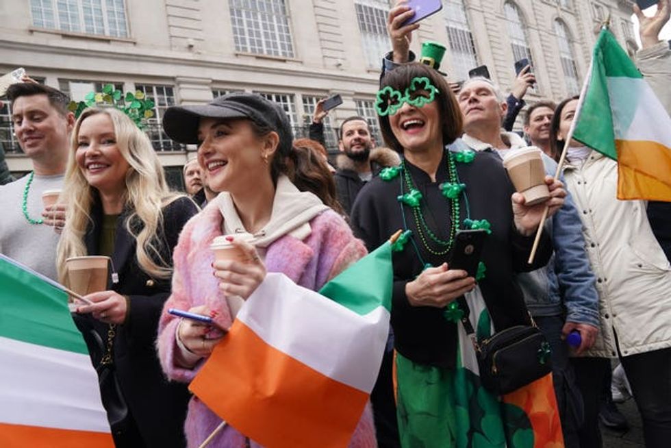 Members of the crowd at the St Patrick\u2019s Day Parade in central London