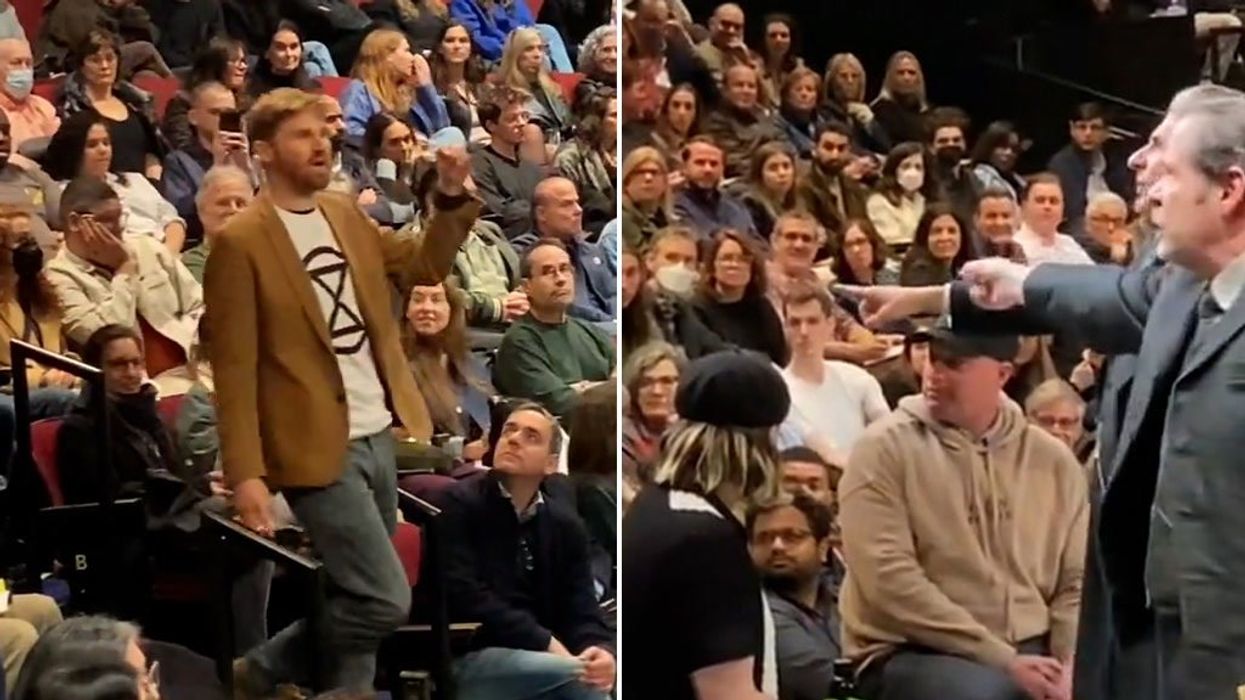 Sopranos actor remains in character as he physically ejects climate activist from Broadway play