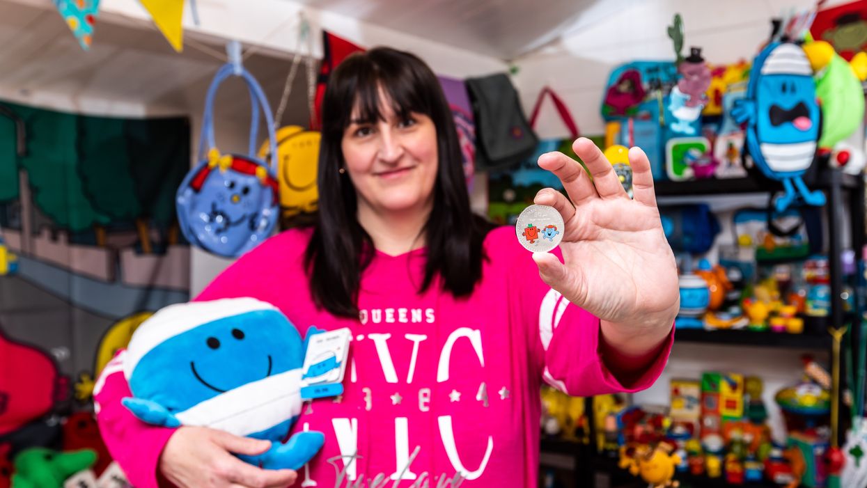 Michelle Martinez with the Mr Men 50th anniversary coin