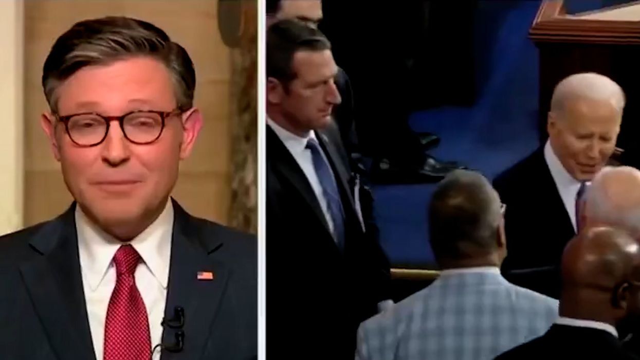 Mike Johnson's facial expressions during the State of the Union becomes instant meme