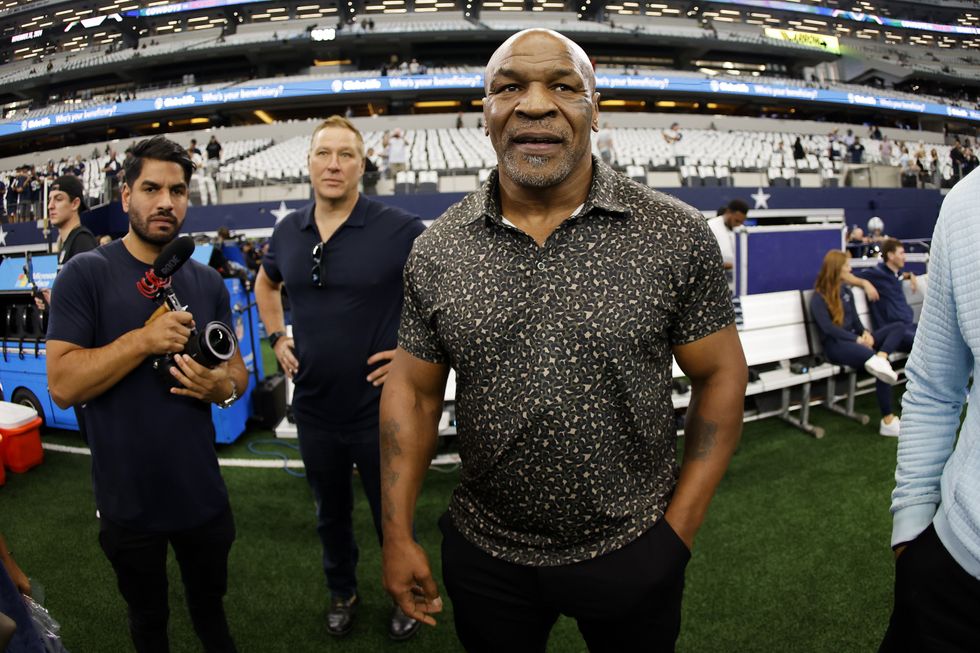 Mike Tyson walks the field prior to the game at AT&T Stadium on September 15, 2024 in Arlington, Texas
