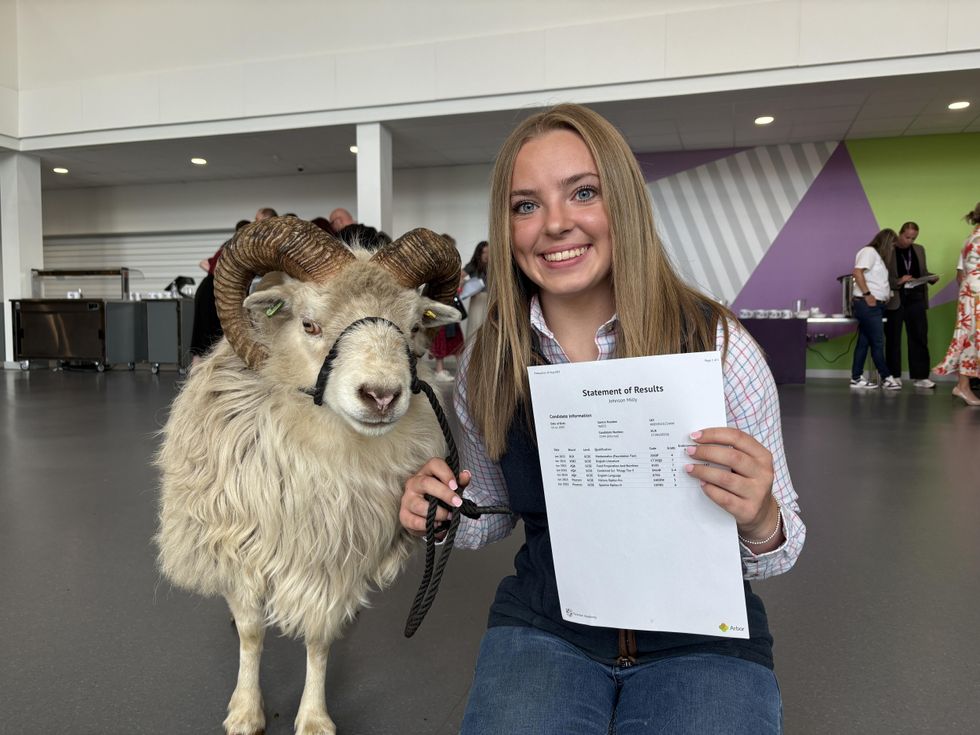 Shear delight for teenager who took sheep to collect GCSE results