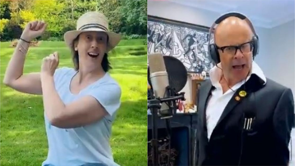 <p>Miranda Hart and Harry Hill</p>