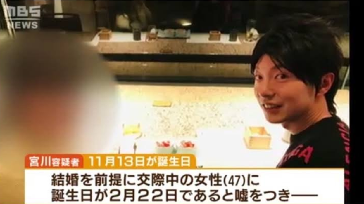 <p>Miyagawa with one of his alleged victims.</p>