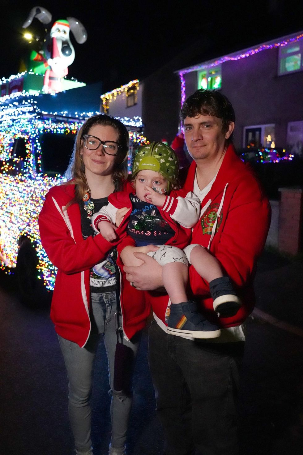 VW vans transformed into festive light display delight two-year-old boy