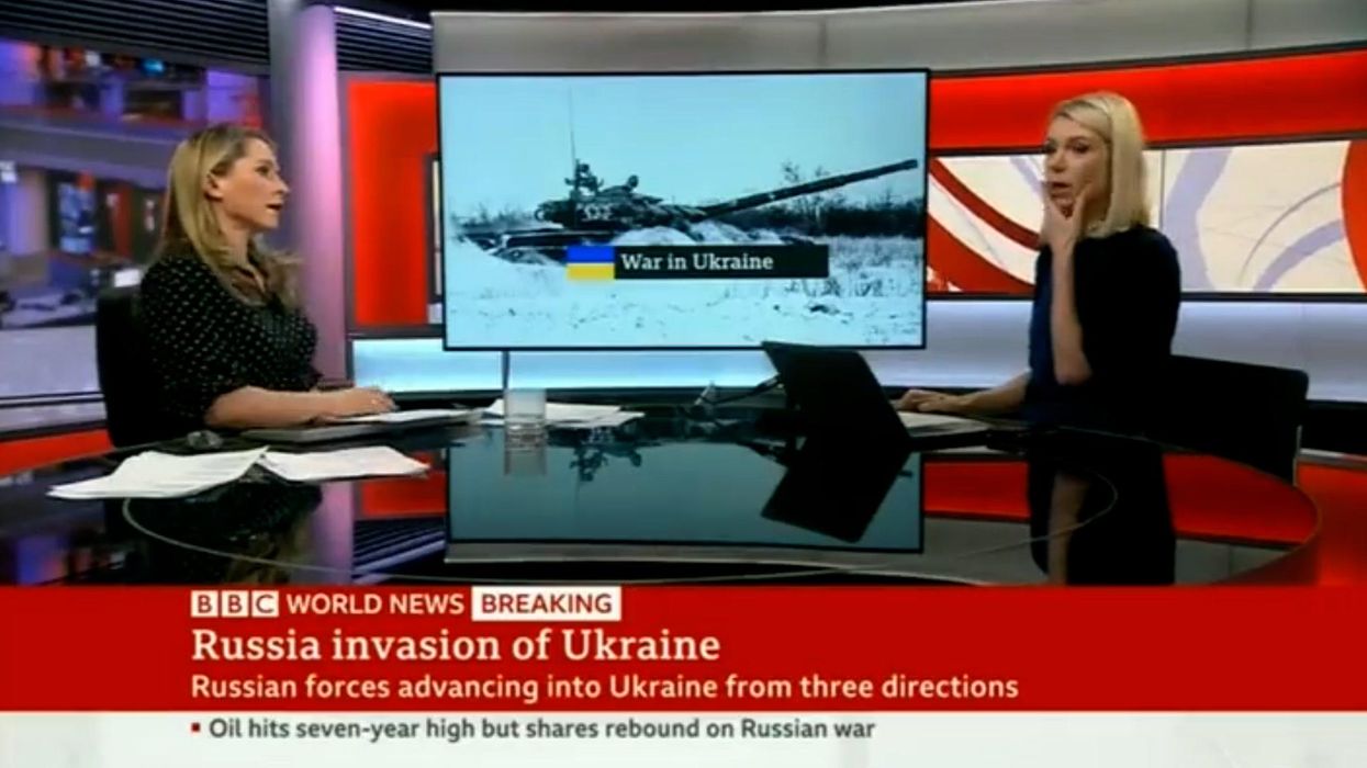 Ukrainian BBC journalist sees images of her destroyed home while reporting live