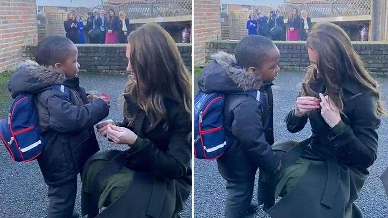 Princess Kate gifting her poppy to a young boy is the cutest thing you'll see today