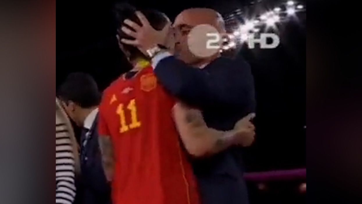 Spain’s football president makes marriage joke after kissing World Cup winner on the lips