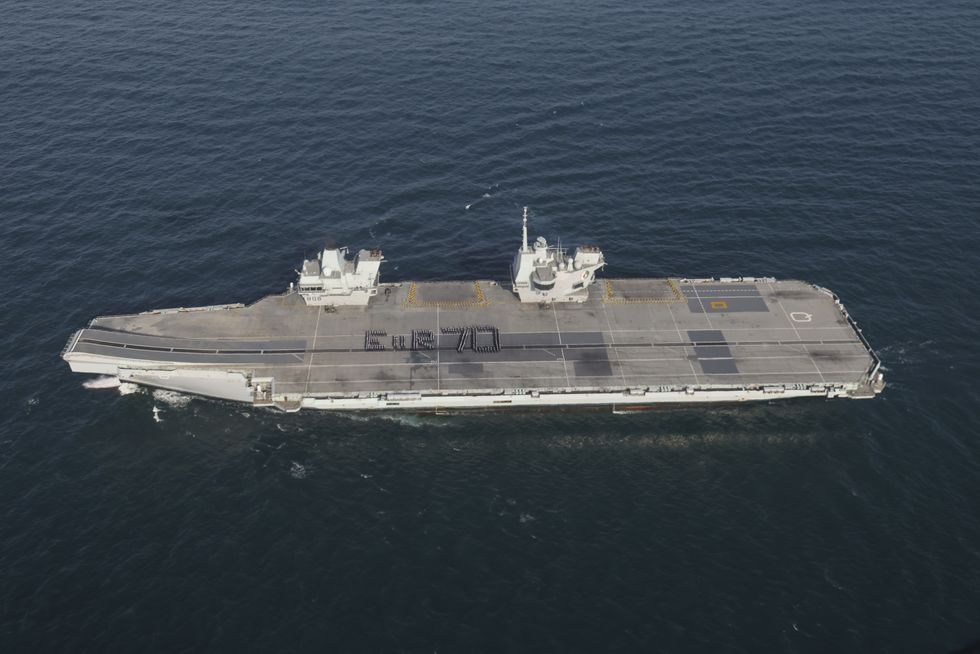 Royal Navy sailors spell out Jubilee message to Queen on carrier flight deck