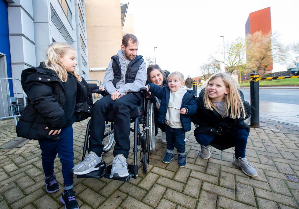 Mr Burrows with his wife Lindsey and children. (Allan McKenzie/SWpix.com)