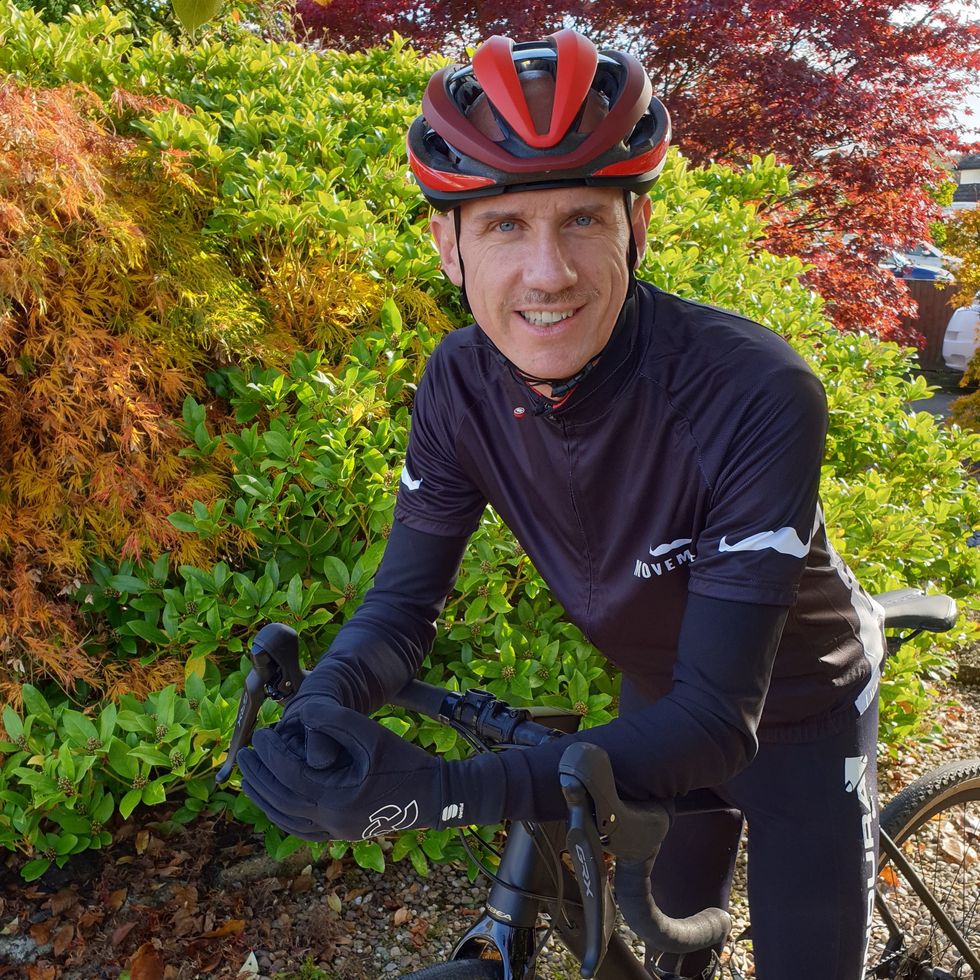 Mr Hoyte, also known as the \u2018Pedalling Picasso\u2019, hopes to raise \u00a33925 for Movember \u2013 a pound for every man\u2019s life lost to suicide in 2020 (Anthony Hoyte)