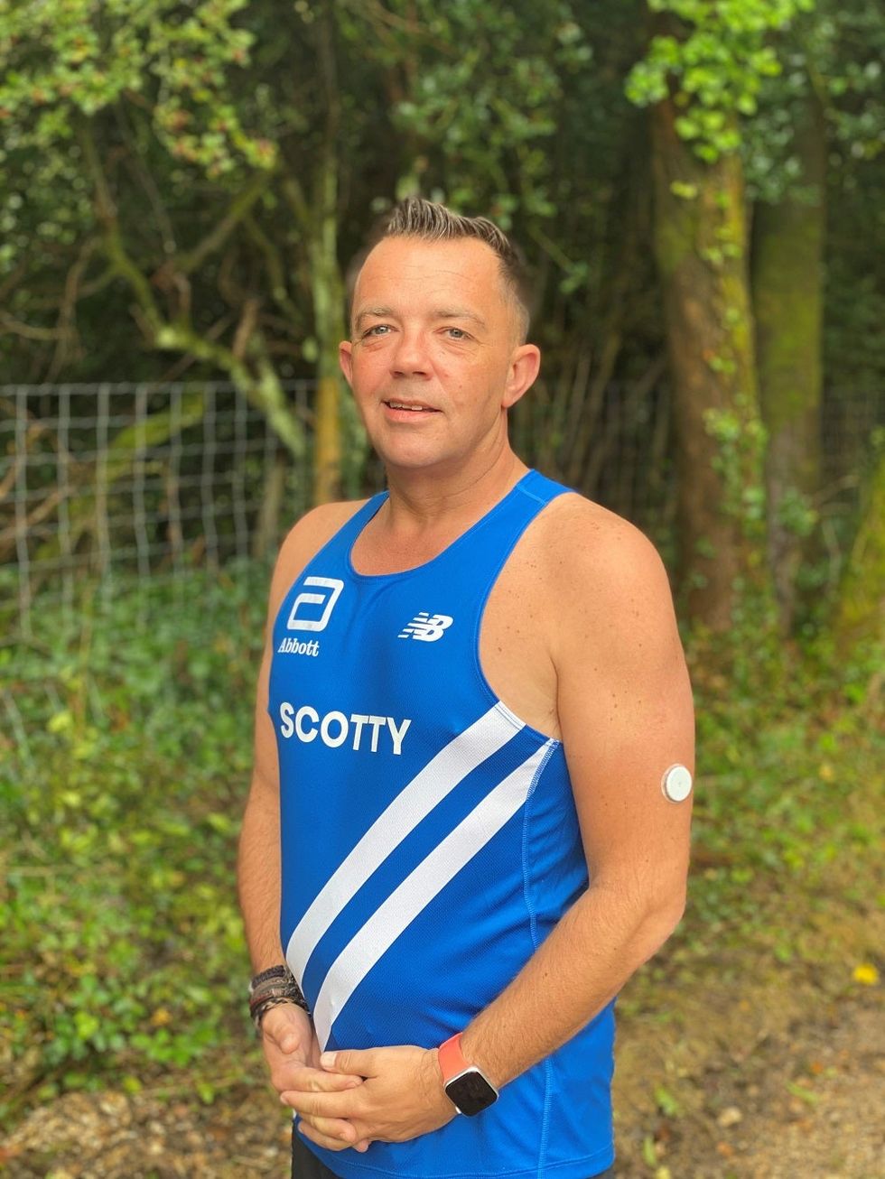 Mr Scott-Munden preparing for the marathon (Simon Scott-Munden/PA).