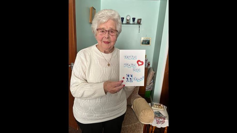 Mrs Broocks has been given the title \u2018President of all the Fundraisers\u2019 at the Harbour so she can remain as part of the team (RNLI/KT Bruce)