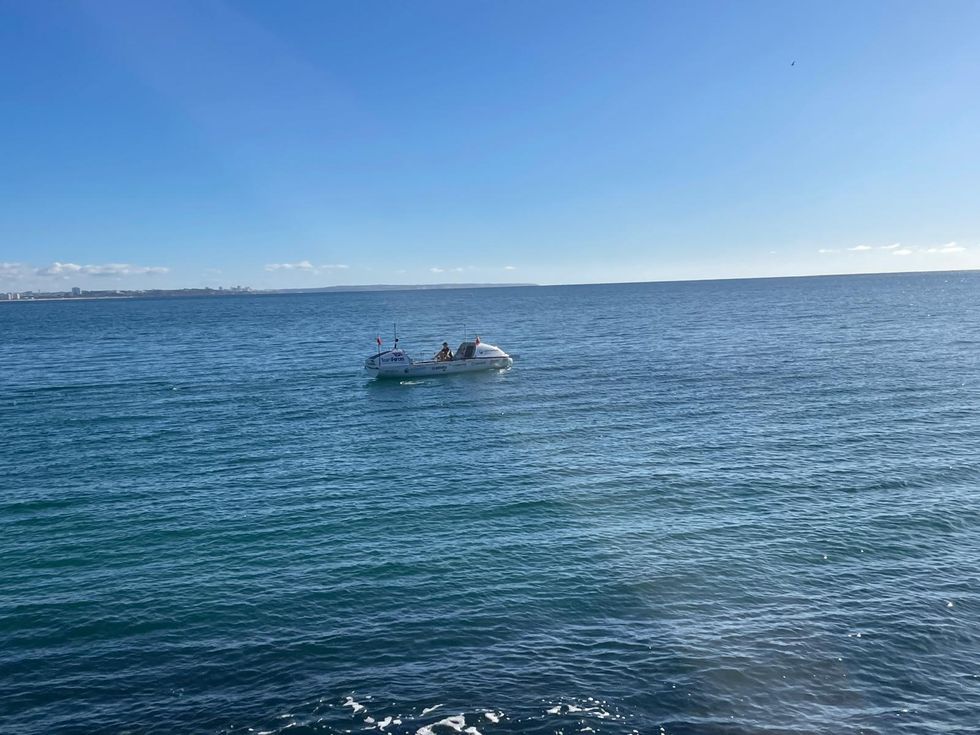 Ms Lachlan at sea in her row boat during training