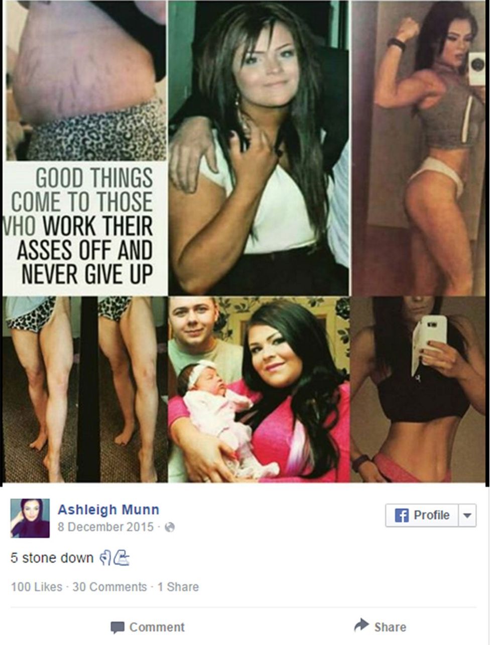 Ms Munn documents a milestone on Facebook.\u00a0Image: Facebook/Ashleigh Munn