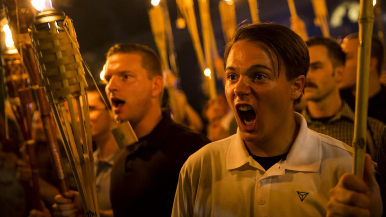 Neo-Nazis and white supremacists chant in Charlottesville, Virginia