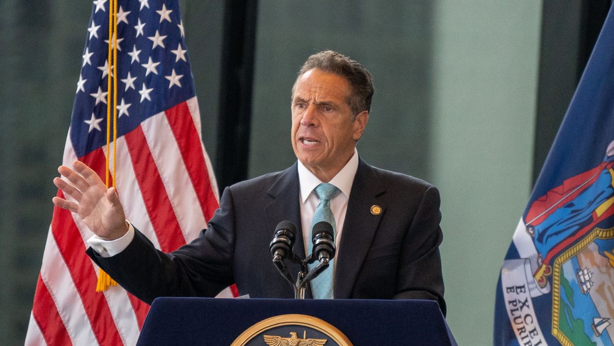 <p>New York Gov. Andrew Cuomo speaks during a press conference at One World Trade Center on June 15, 2021 in New York City. </p>