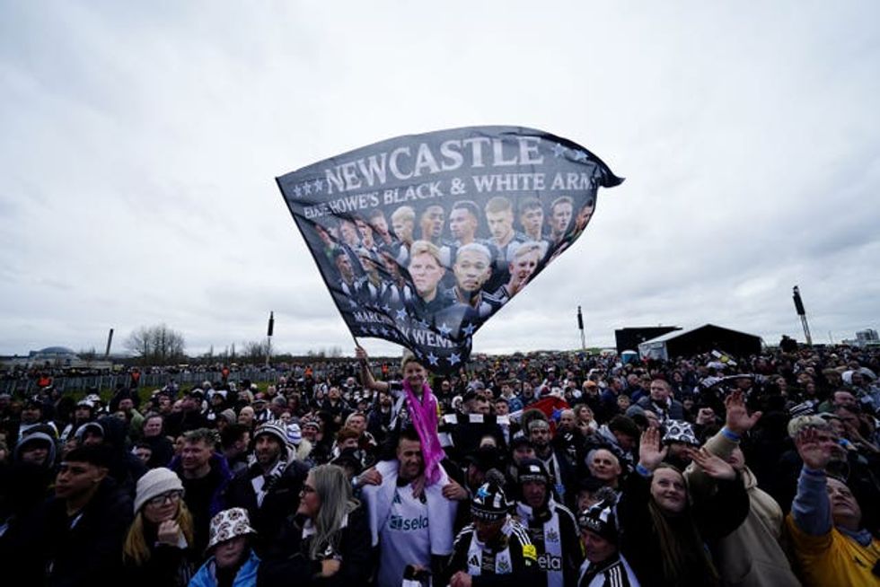 Newcastle United fans ahead of the Carabao Cup trophy parade in Newcastle