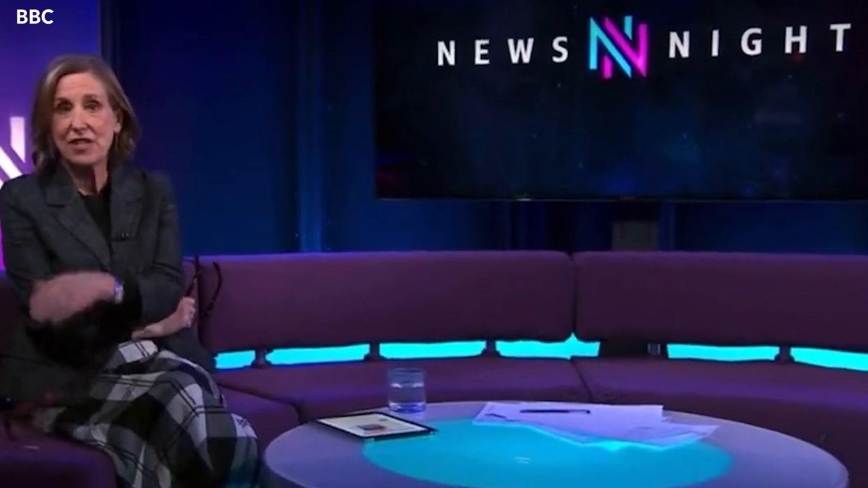 This is the moment Newsnight also discovered their set was boobytrapped with porn phone