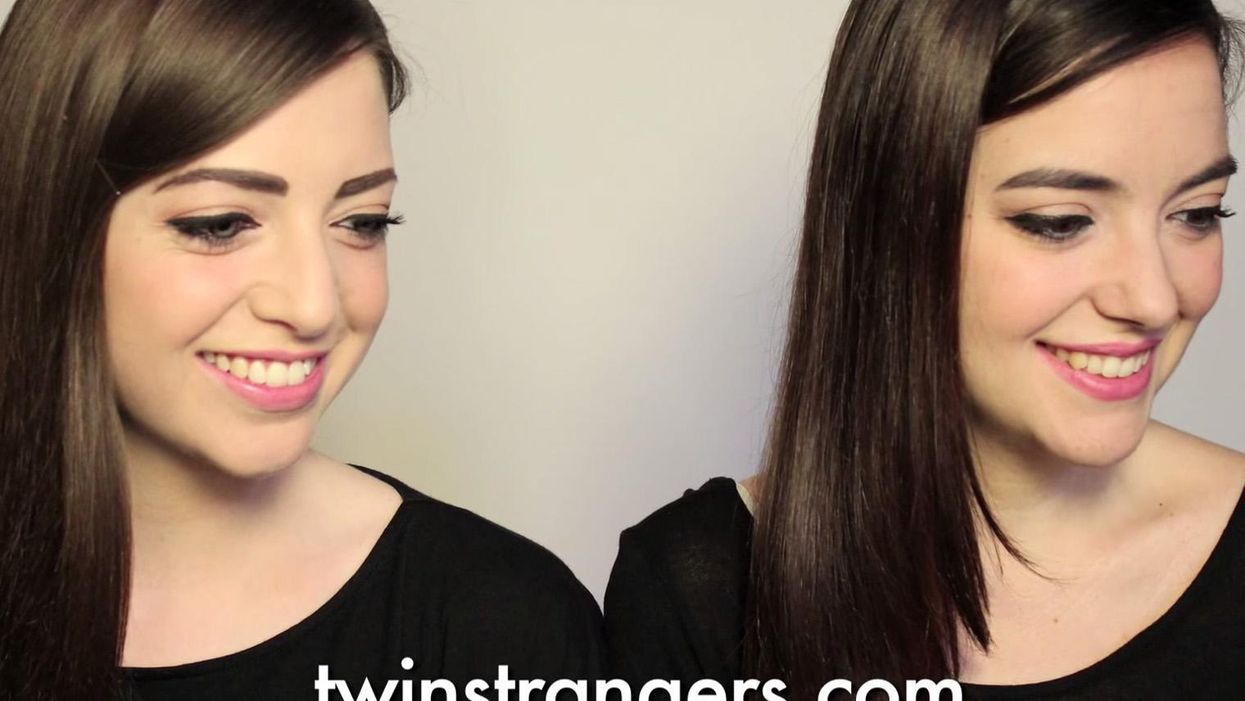 Niamh Geaney meets her second twin stranger, Luisa, in Genoa, Italy.