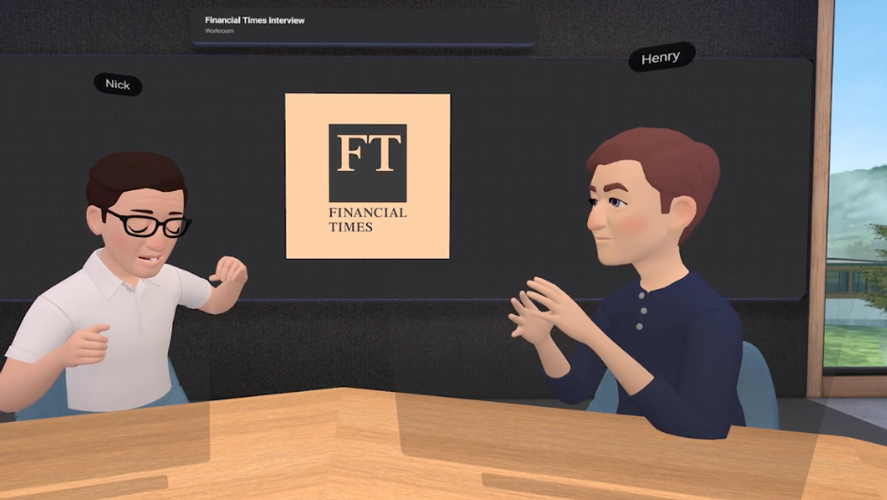 <p>Nick Clegg and Henry Mance’s avatars for their interview in the metaverse</p>