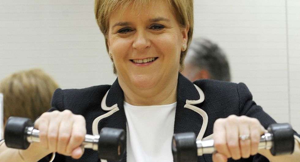 Nicola Sturgeon takes part in a seniors exercise class at Bishopbriggs Leisure Centre. East Dunbartonshire on the outskirts of Glasgow, on June 5, 2017. The area was ranked best for women by the National Centre for Social Research. Picture:
