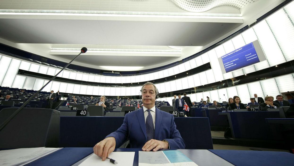 Nigel Farage at the European Parliament in Strasbourg on Wednesday 20 May
