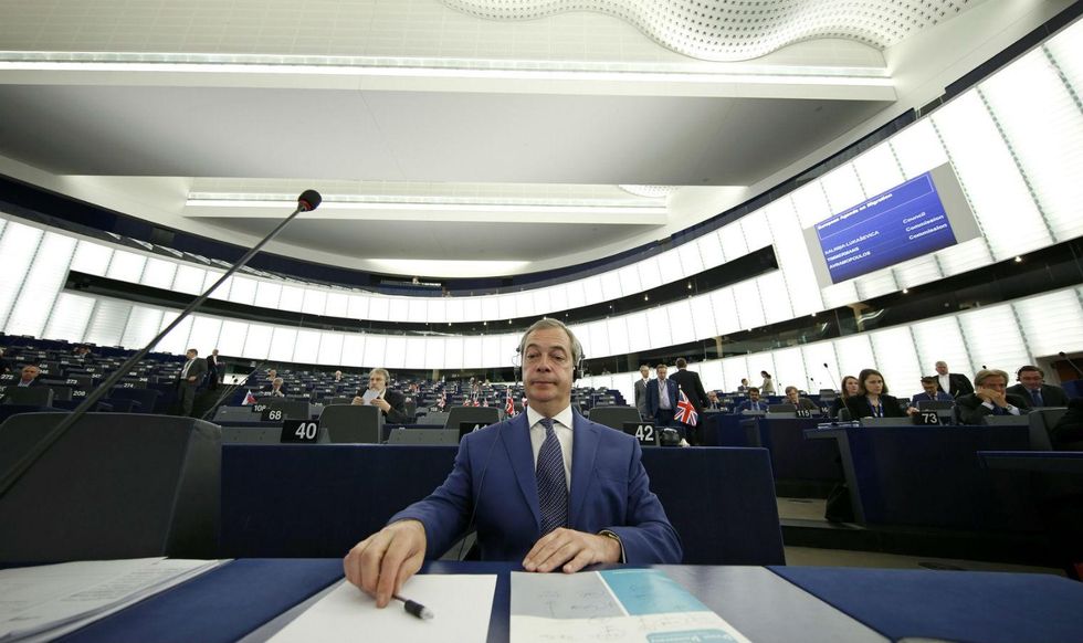 Nigel Farage at the European Parliament in Strasbourg on Wednesday 20 May