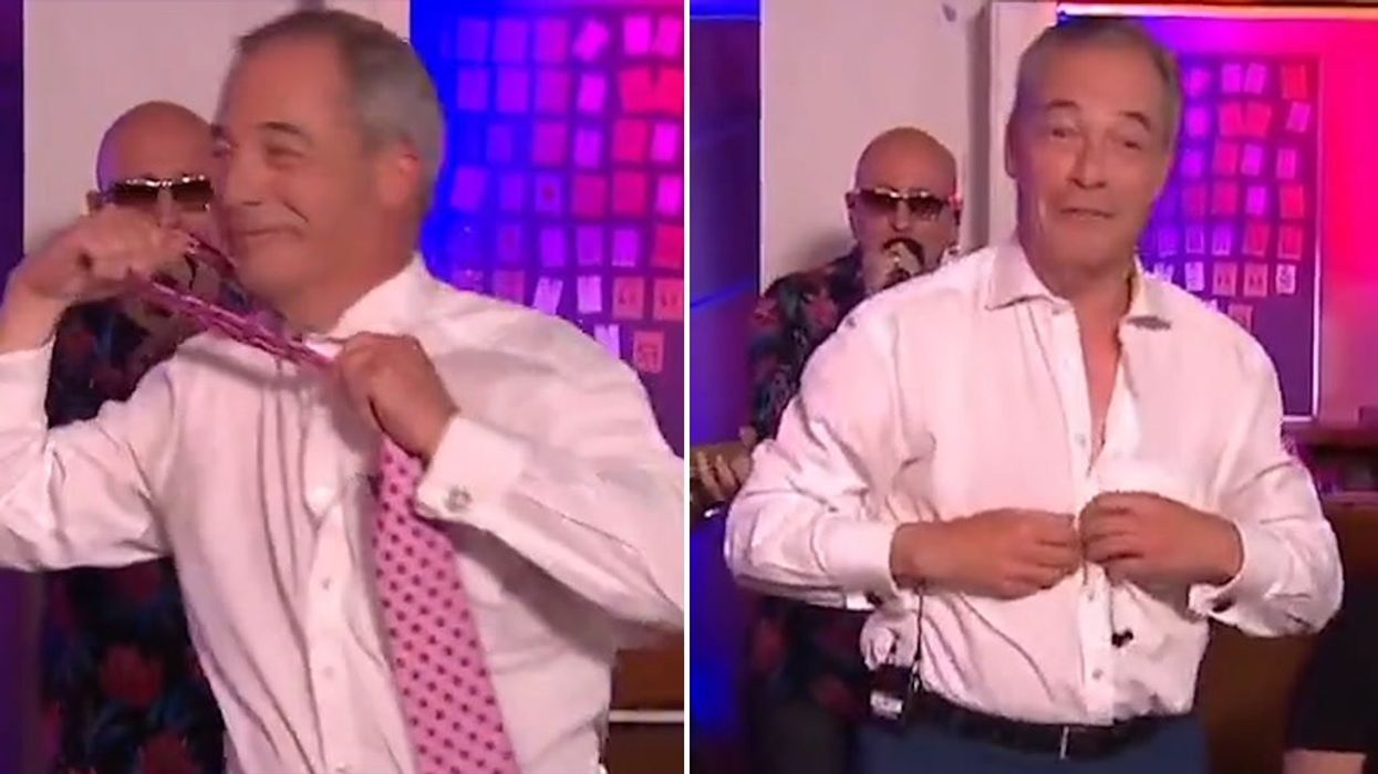Nigel Farage does bizarre striptease on GB News while dancing to Right Said Fred