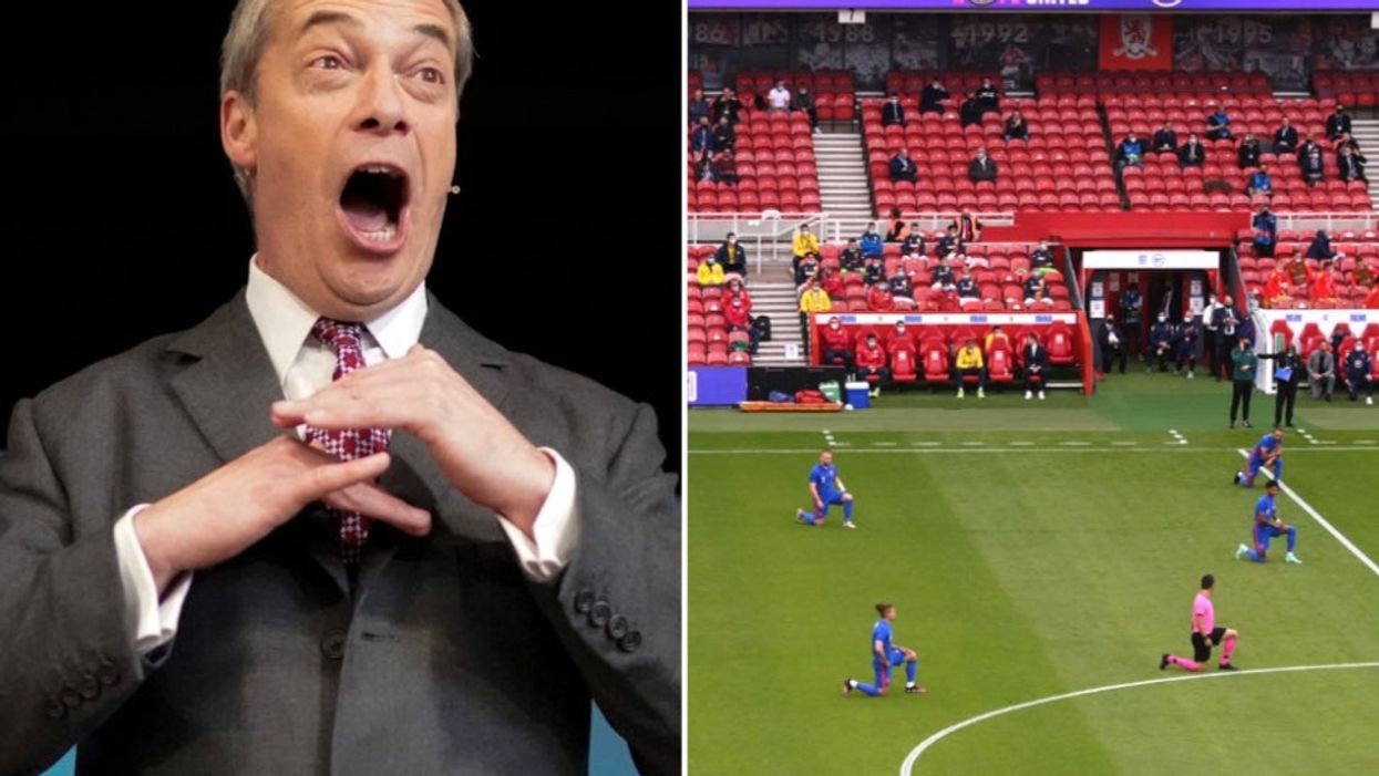 <p>Nigel Farage had plenty to say about England footballers taking the knee</p>