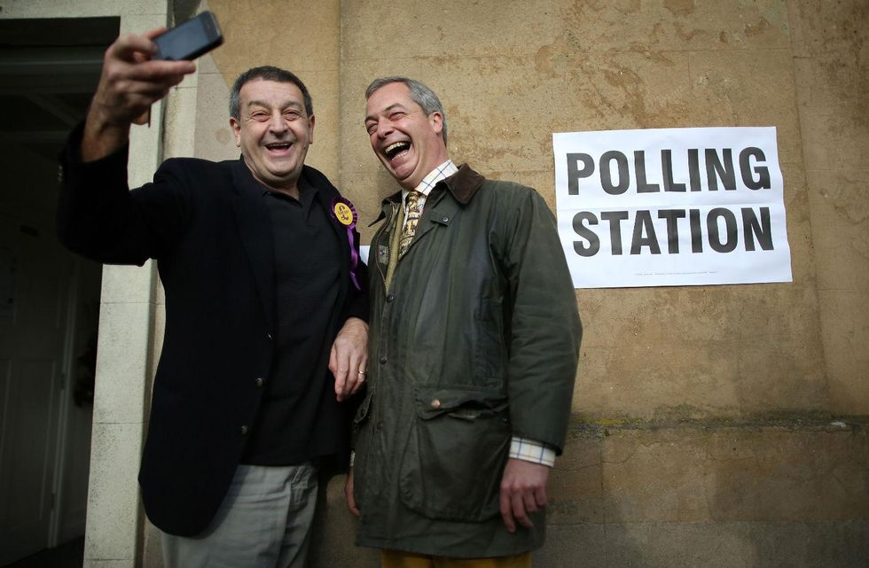 Nigel Farage with a Ukip supporter at the Rochester & Strood by-election in November