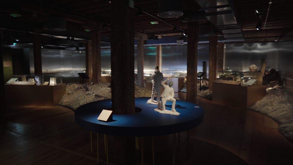 Objects on display in a museum