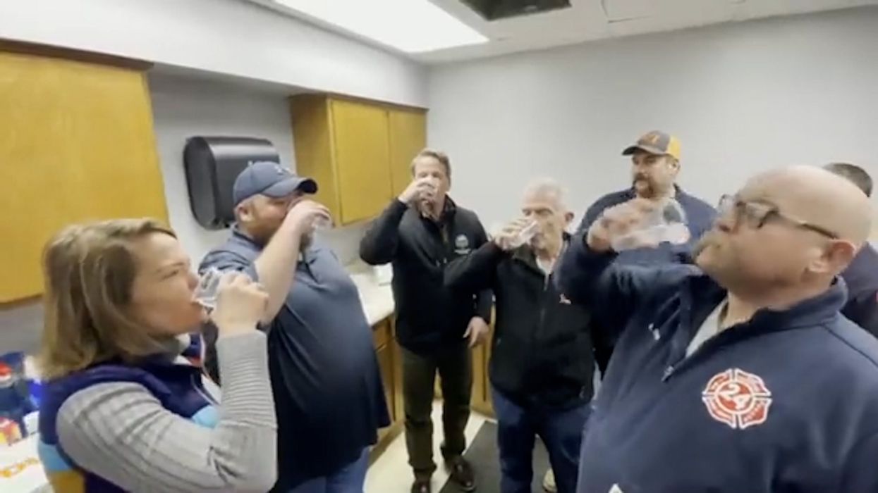 Donald Trump brings beans and mysterious 'Trump Water' to Ohio train crash site