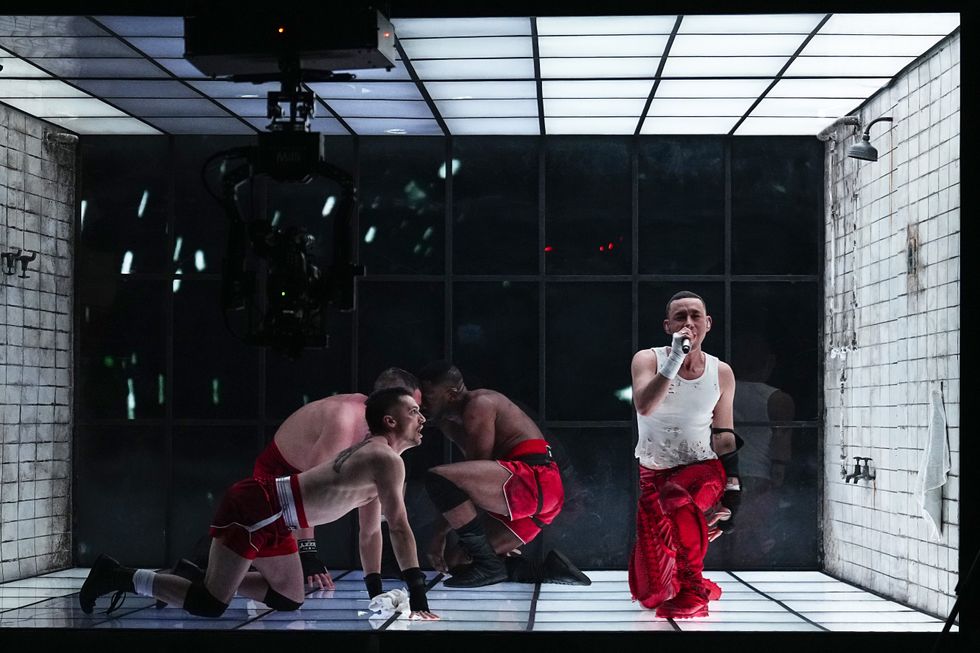 Olly Alexander performing on stage at Eurovision.