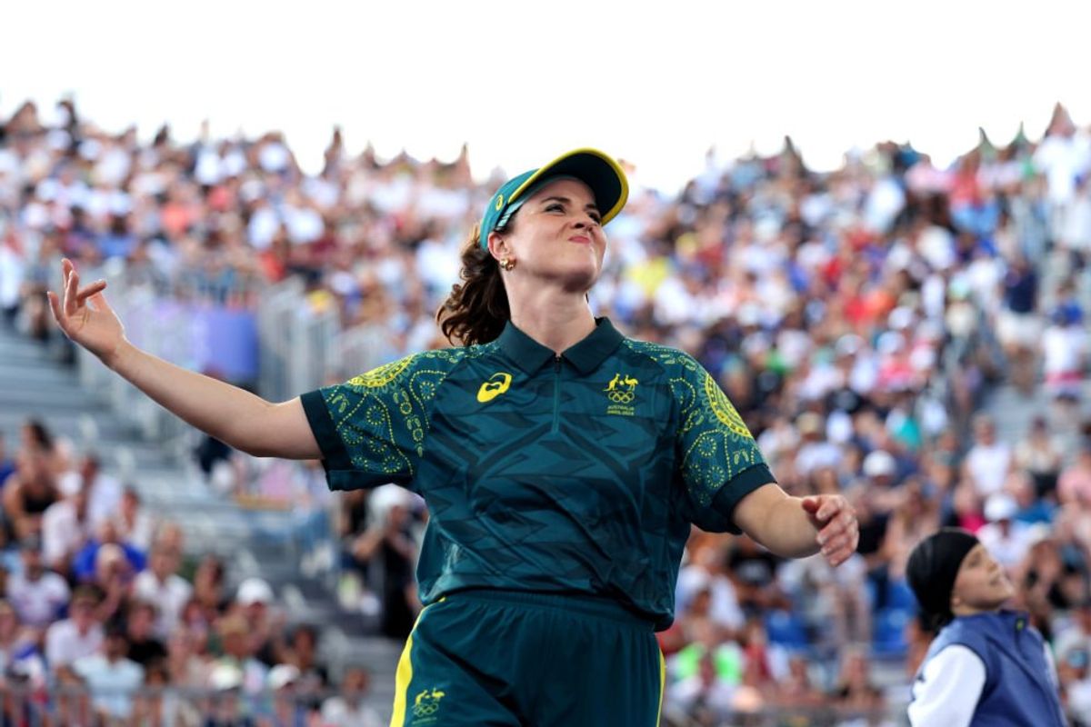 Olympic breakdancer Rachel Gunn, a.k.a Raygun, performs at the Paris 2024 games