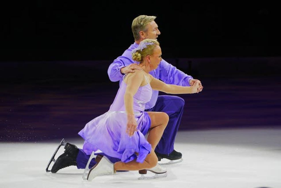 Olympic gold medal winners Jayne Torvill and Christopher Dean during their Bolero performance at their last public skate