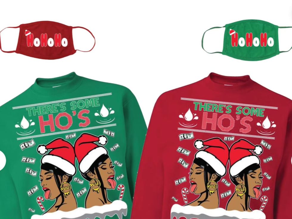 OnCoast\u2019s \u2018Hot Holiday Bundle!\u2019 Ugly Christmas Sweater + Mask Combo! | Cardi B + Megan Thee Stallion WAP Ugly XMAS Sweater + Mask
