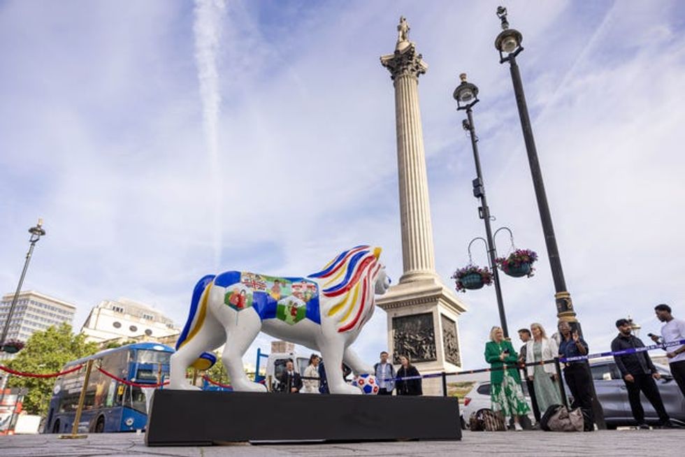 One of the lions at the base of Nelson's Column