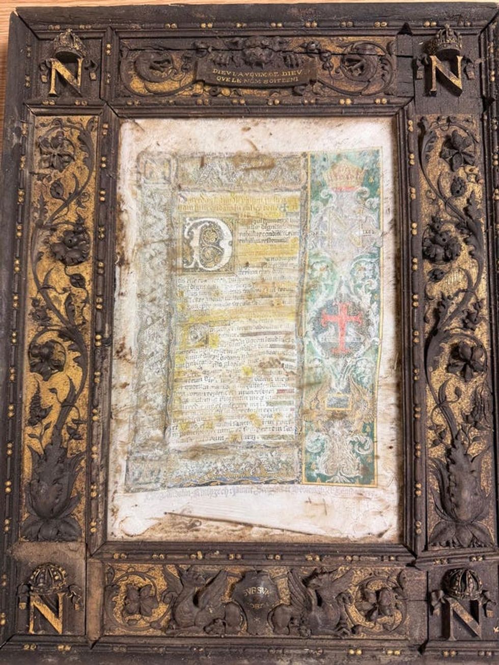 One of the three 'priceless' altar plaques stolen from the crypt of Napoleon Bonaparte III in a Hampshire monastery